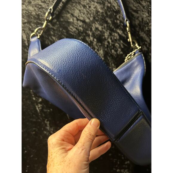 Marc Jacobs Recruit Leather Hobo Shoulder Bag Blue Pebbled Leather - Picture 7 of 13